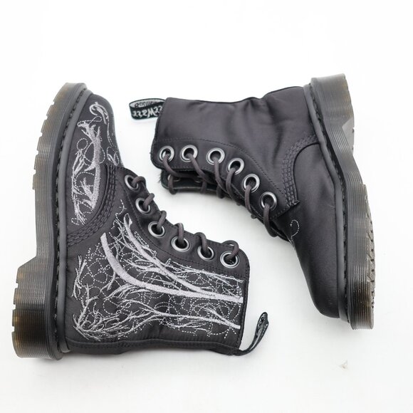 Doc Dr. Martens Pascal Vena Women's Size 6 Satin Vein Embroidered Velvet Boots - Picture 8 of 11